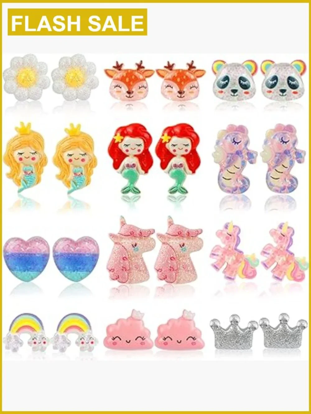 Clip On Earrings for Little Girls Set of 10 Hypoallergenic No Piercing